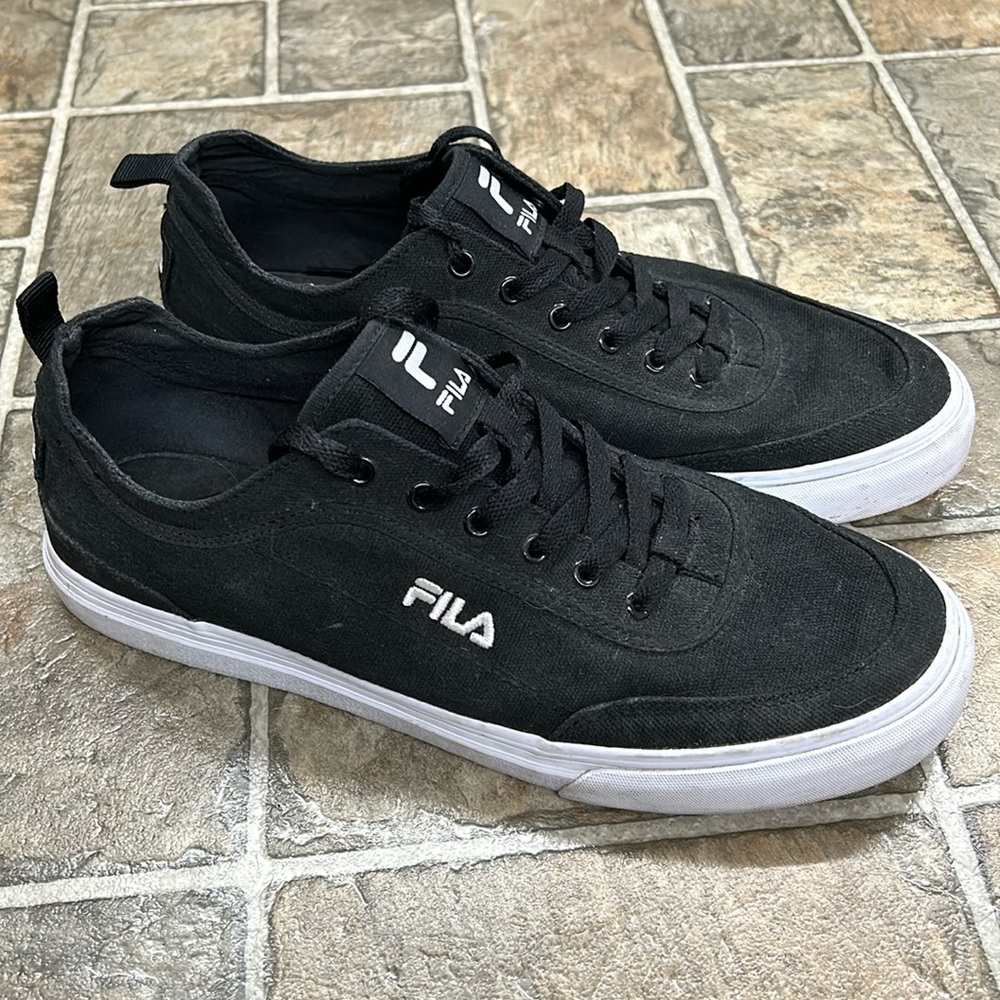 Fila Cool Max Memory Foam Black Canvas Shoes Size 10
